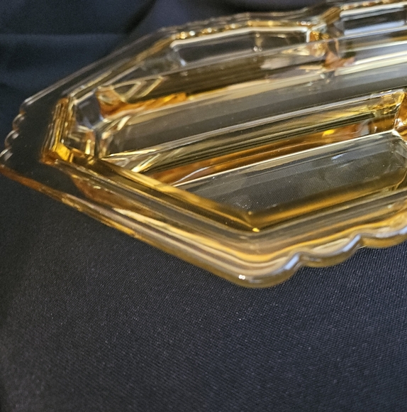 Rare Topaz Yellow Fostoria Mayfair 5-Part Smooth Glass Oblong Relish Dish Tray - Picture 3 of 16